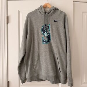 Nike Gray Seattle Mariners Pullover Hoodie with Navy and Teal Logo